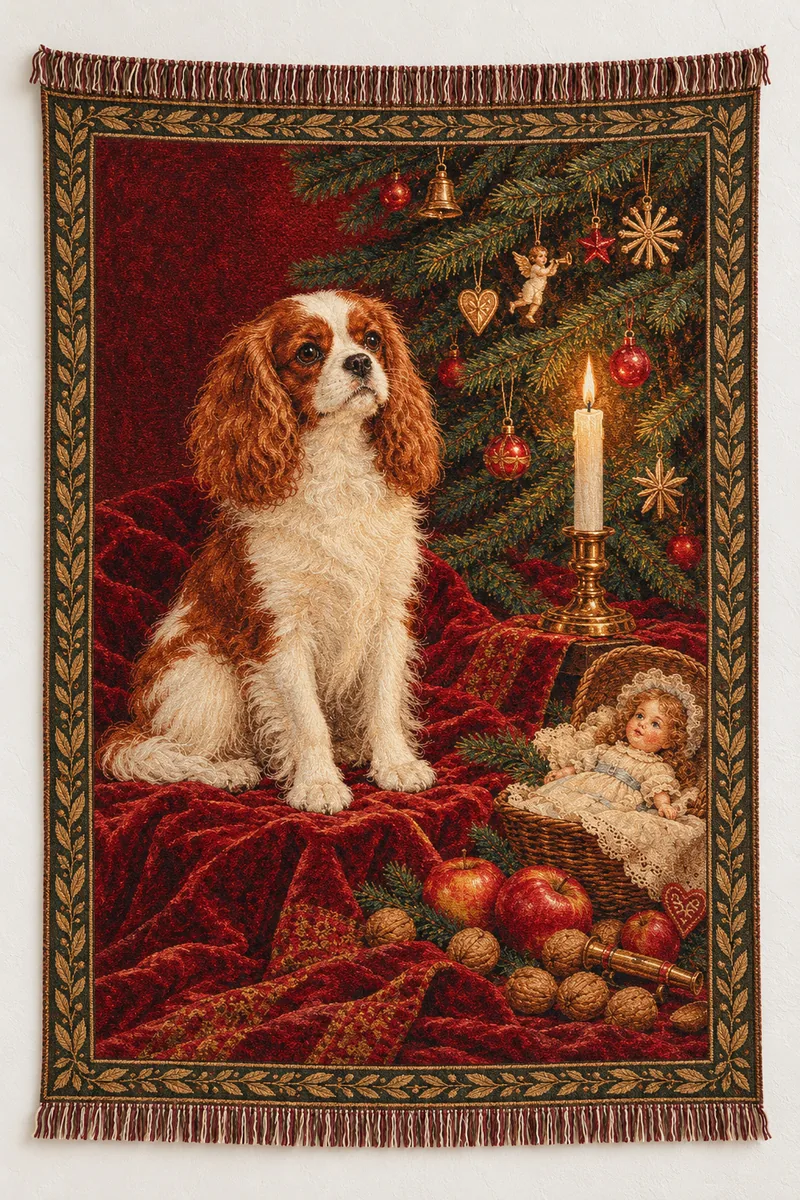 Christmas Eve, woven tapestry blanket after Friedrich Dürck