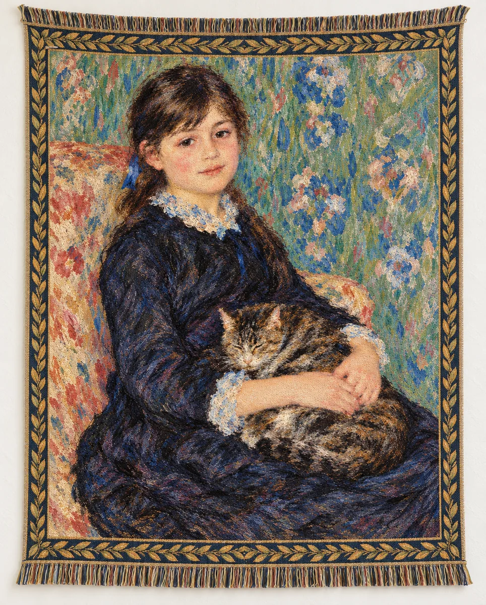 Julie Manet, woven tapestry blanket after Pierre-Auguste Renoir