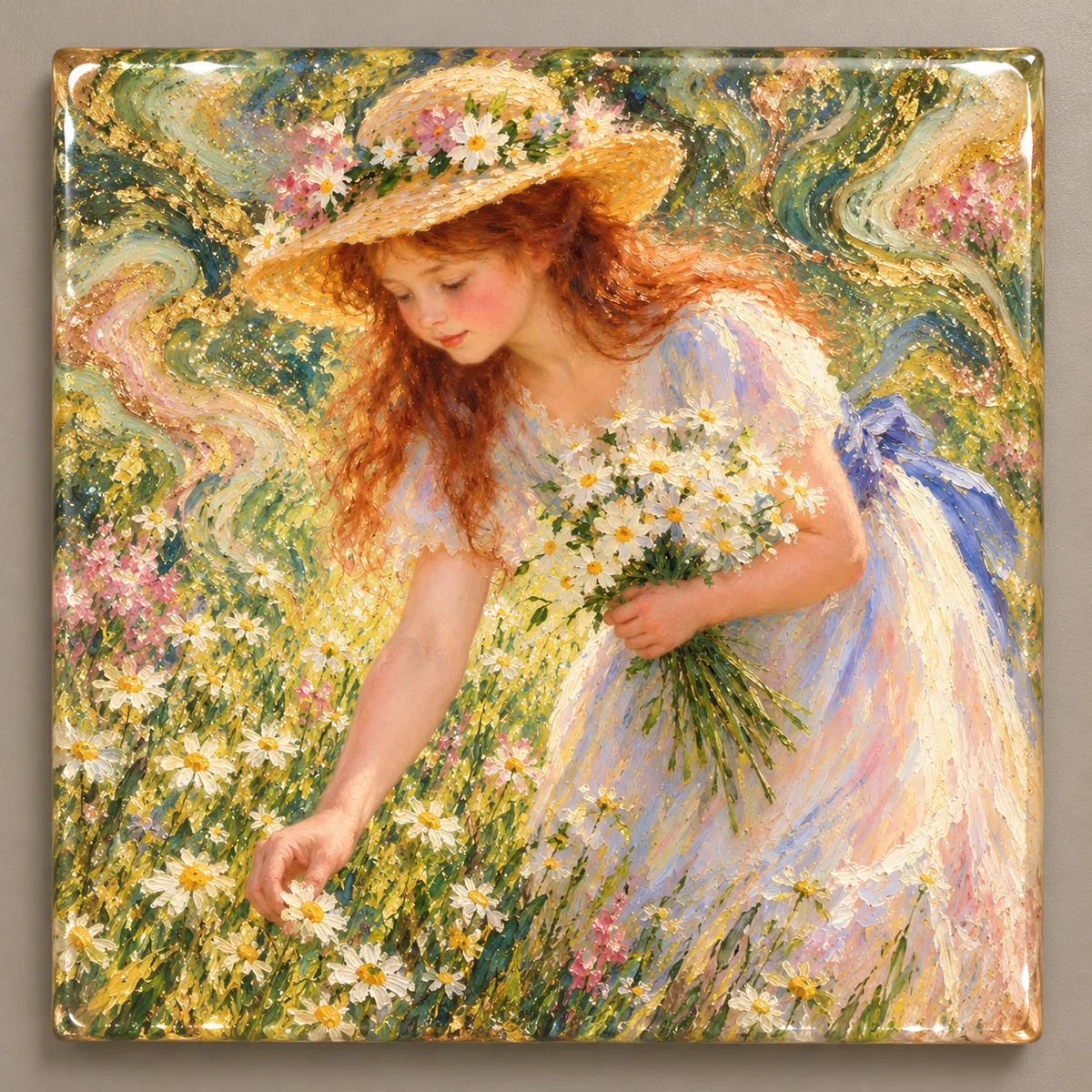 A Young Girl with Daisies