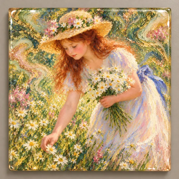 A Young Girl with Daisies