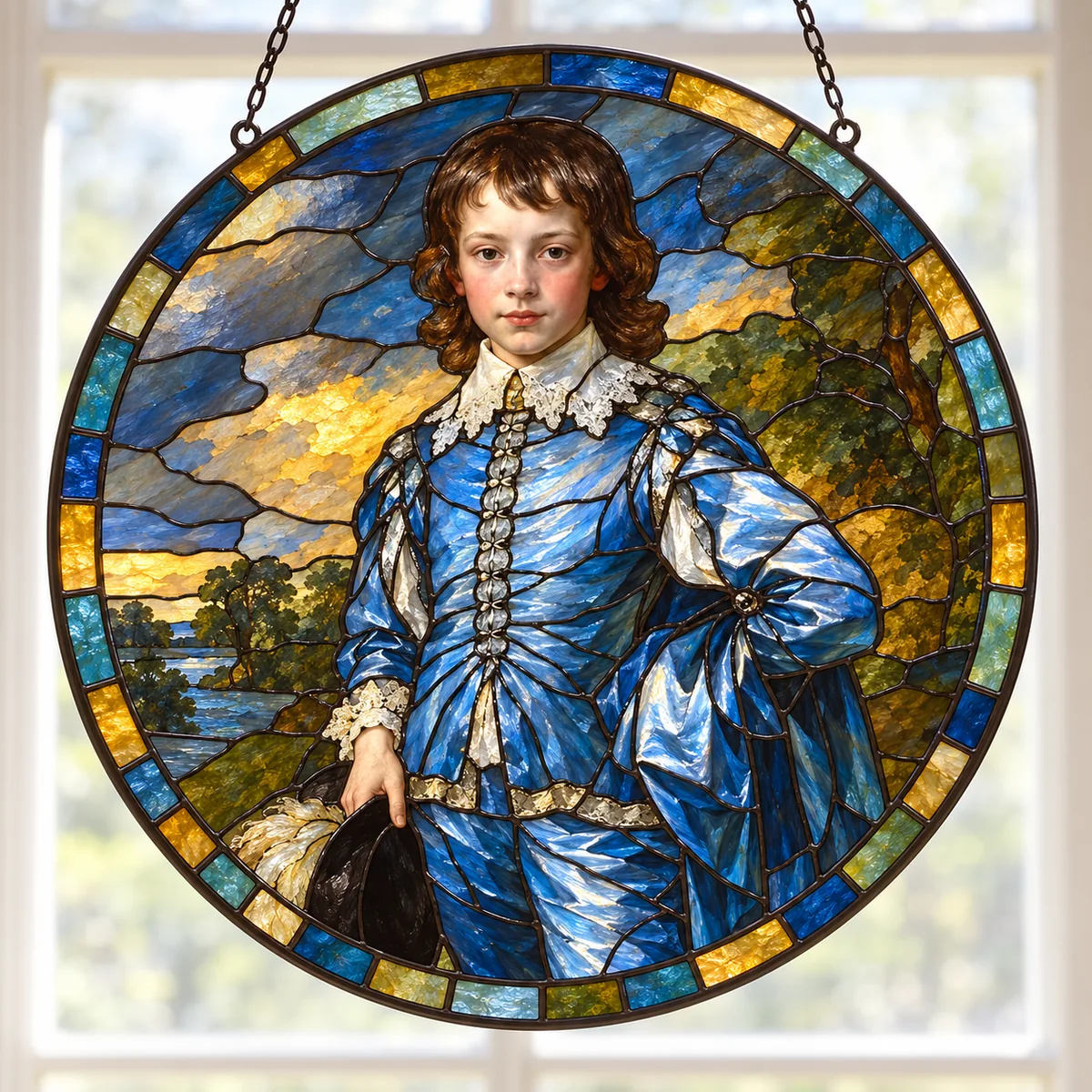The Blue Boy, stained glass suncatcher after Thomas Gainsborough