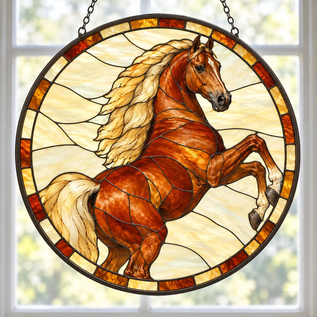 Whistlejacket, stained glass suncatcher after George Stubbs