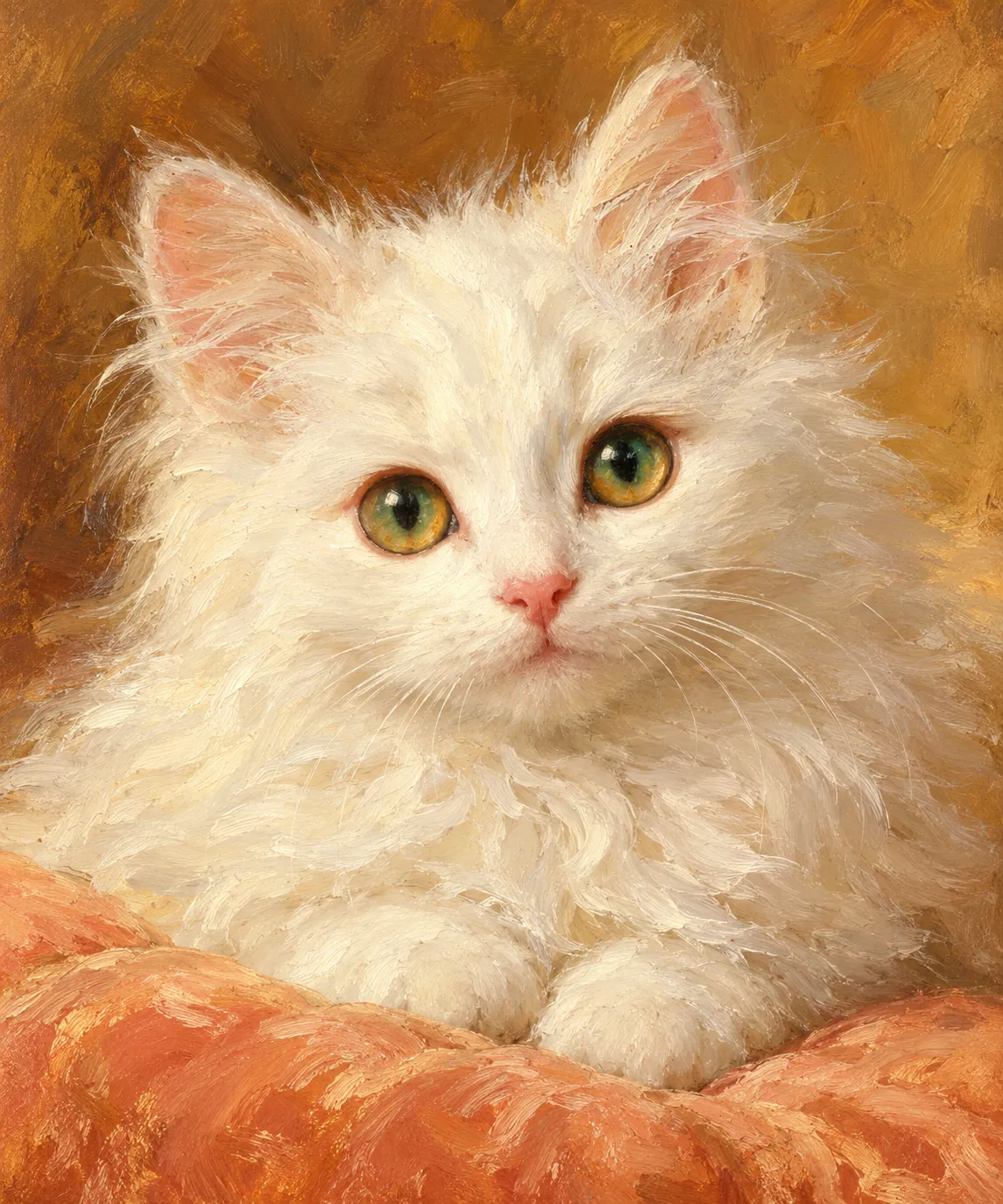 Head of a White Angora Kitten