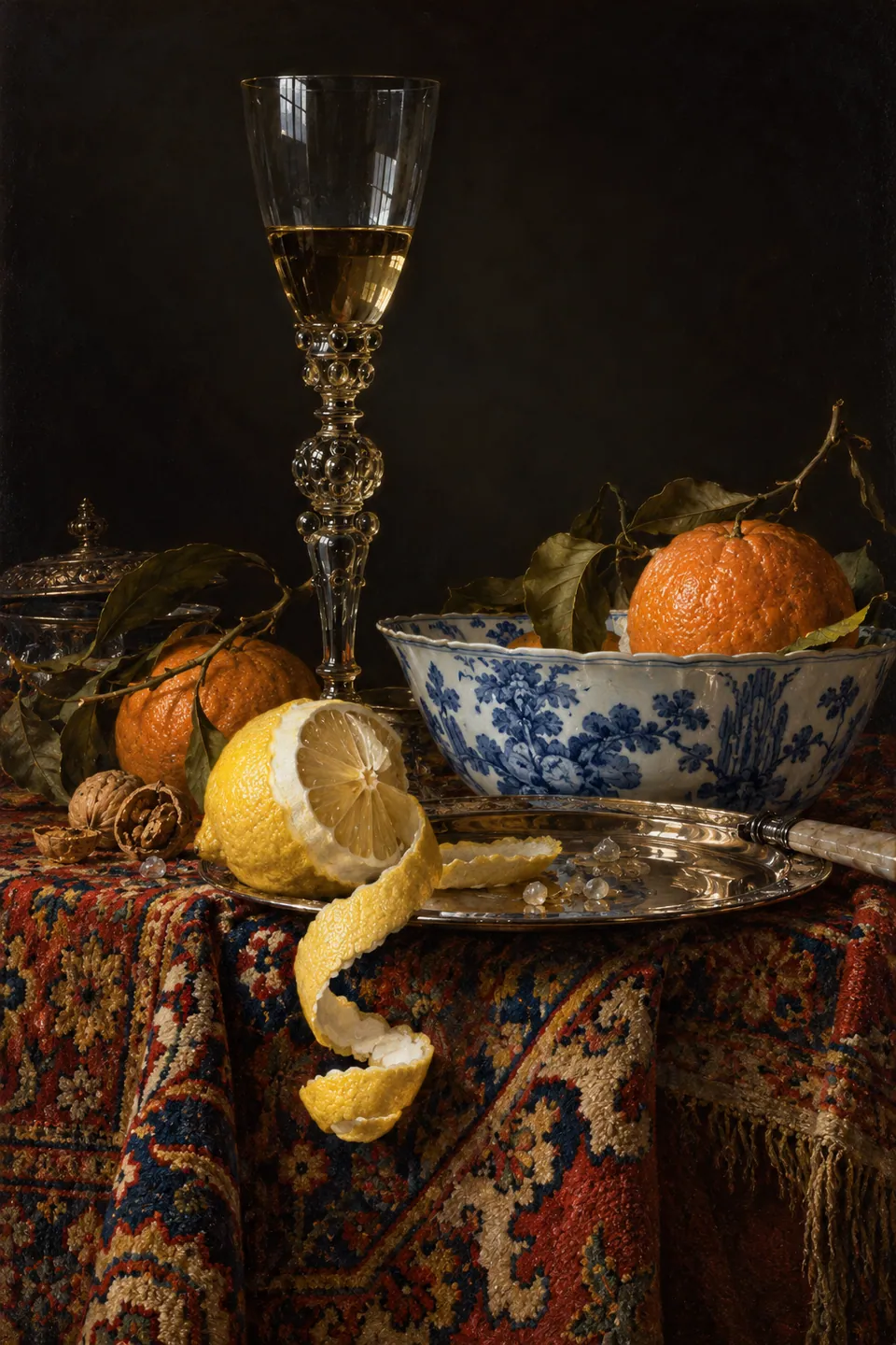Still Life with Fruit, Glassware, and a Wanli Bowl