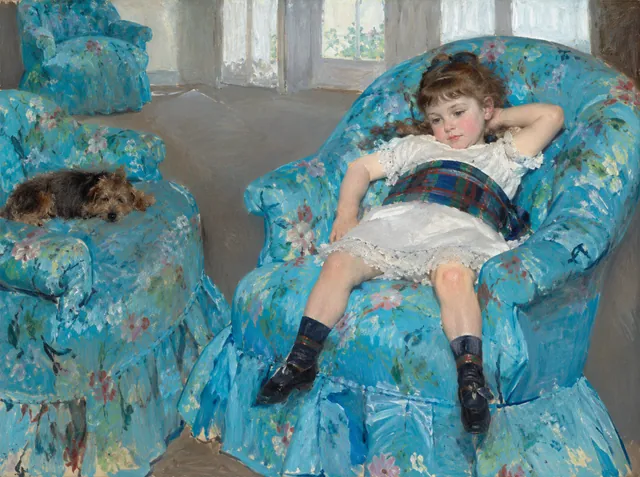 Little Girl in a Blue Armchair