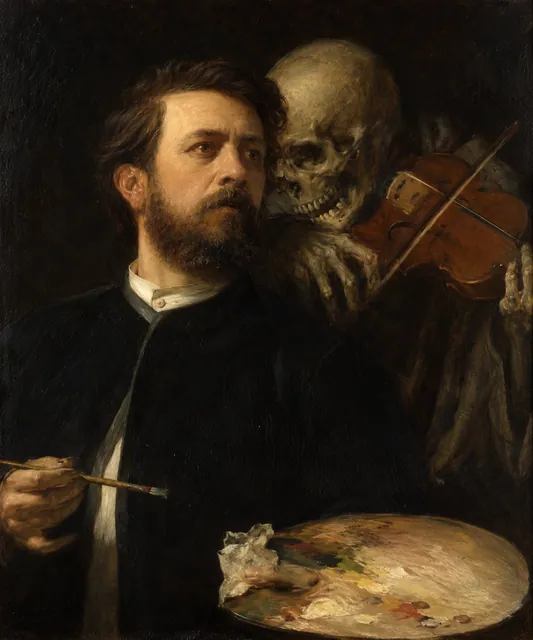 Self-Portrait with Death Playing the Fiddle