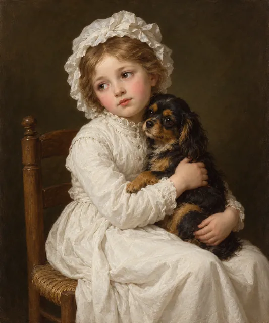 Young girl with a dog