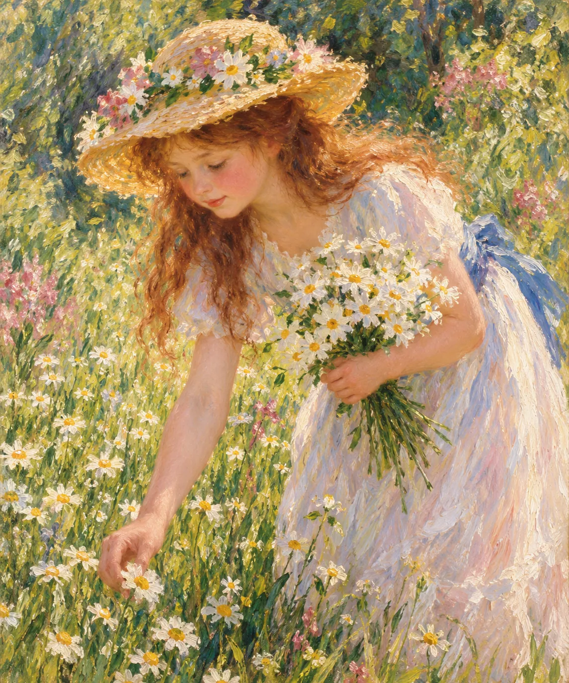 A Young Girl with Daisies