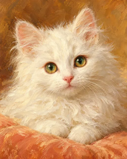 Head of a White Angora Kitten, the painting