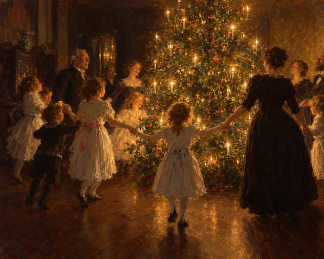 Christmas Around the Tree, the painting
