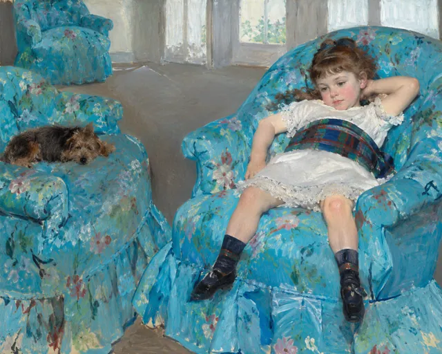 Little Girl in a Blue Armchair, the painting