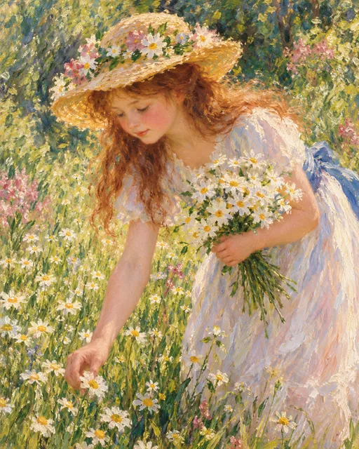 A Young Girl with Daisies, the painting